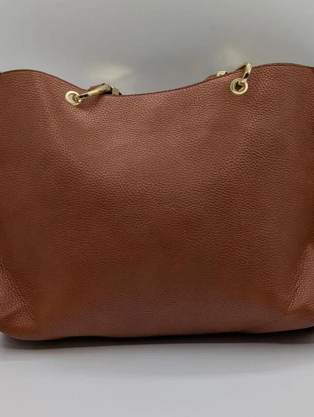 Steve Madden $98 Cognac Brown Donna Double Pocket Faux Leather Floral Lined Tote